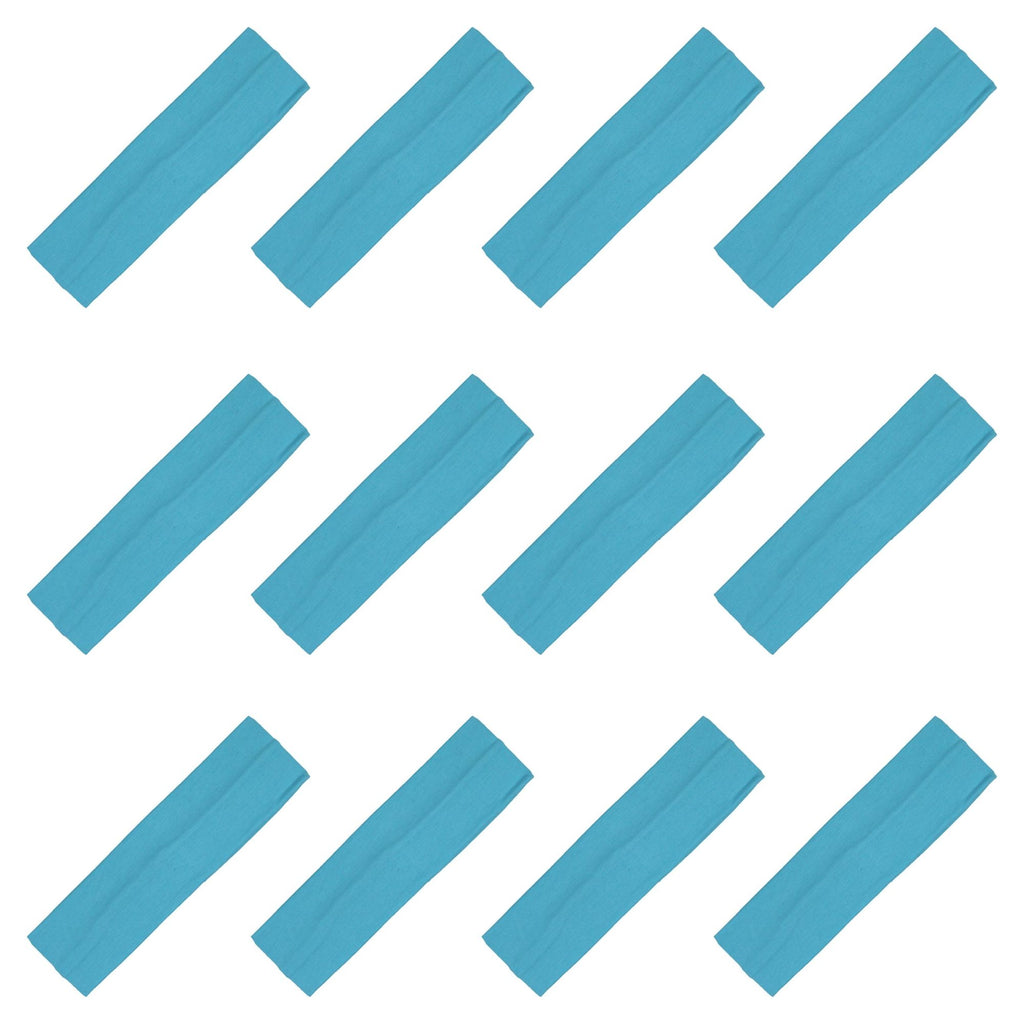 Light Blue Cotton Headbands - 12 Pack