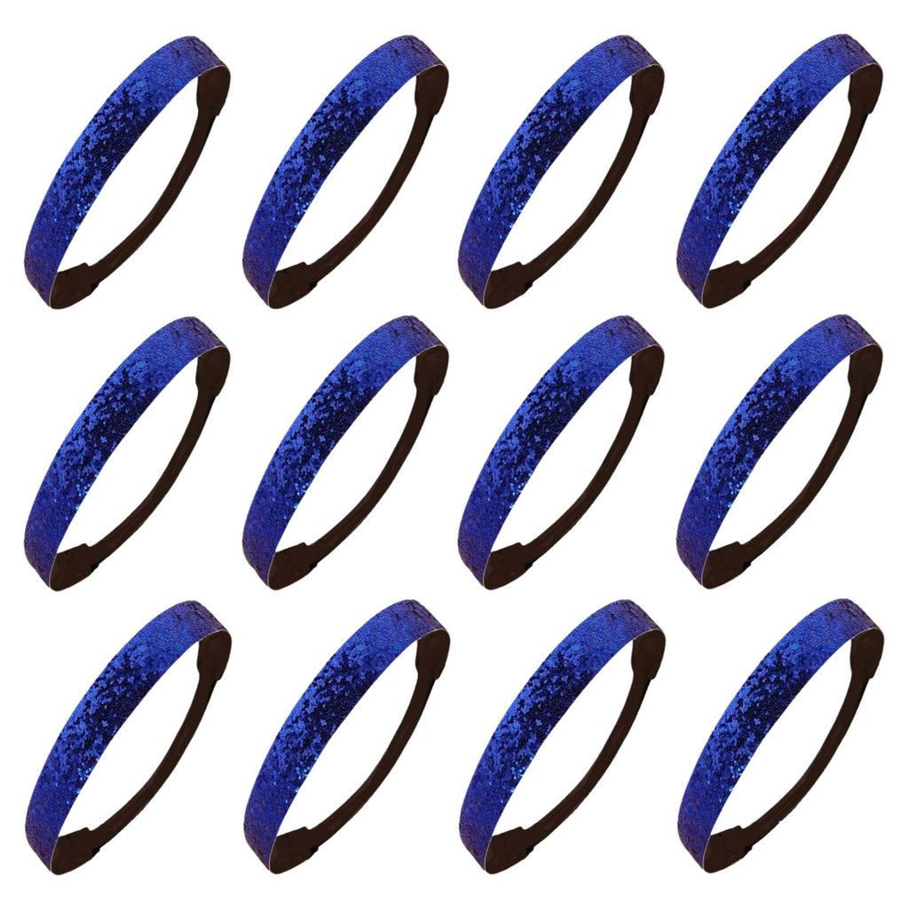 Blue Glitter Headbands - 12 Pack