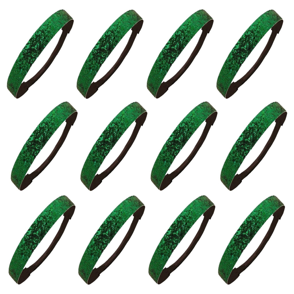 Green Glitter Headbands - 12 Pack