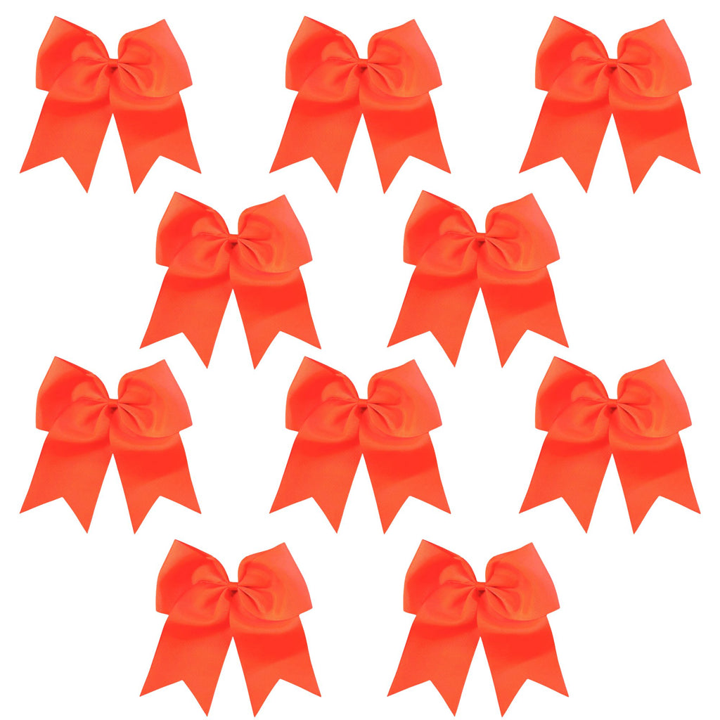 Neon Orange Clip Hair Bows - 10 Pack