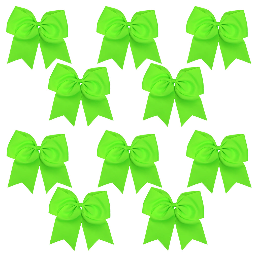 Neon Green Clip Hair Bows - 10 Pack
