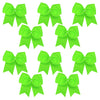 Neon Green Clip Hair Bows - 10 Pack