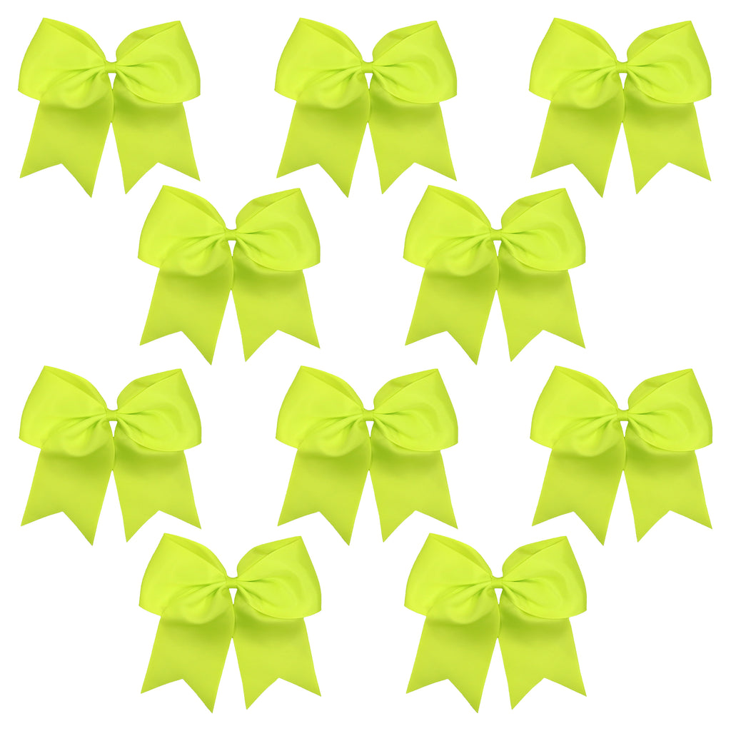Neon Yellow Clip Hair Bows - 10 Pack