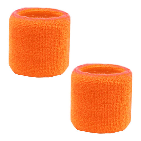 Sweatband for Wrist Terry Cotton Wristbands 2 Pack Orange