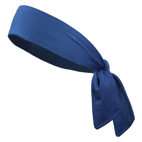 Tie Back Headband Moisture Wicking Athletic Sports Head Band Dark Blue