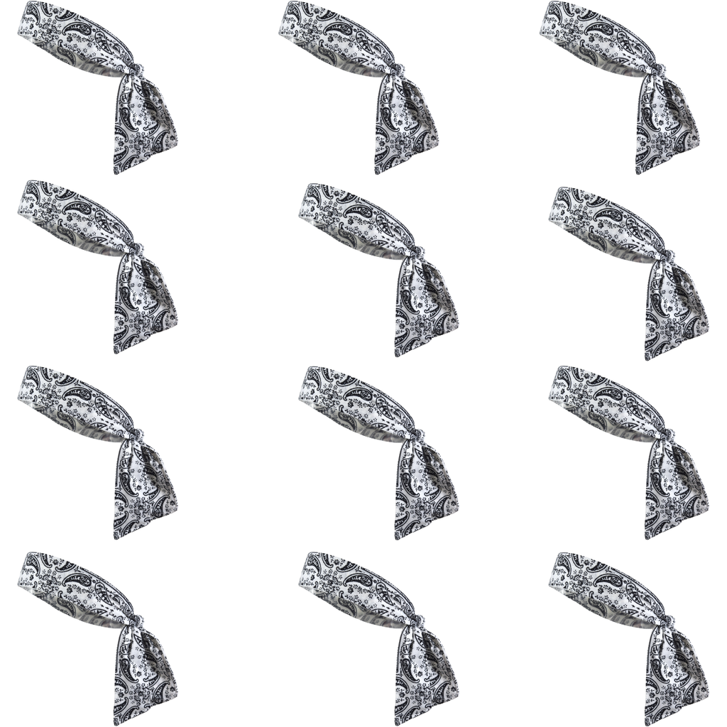 White Bandana Tie Headbands - 12 Pack