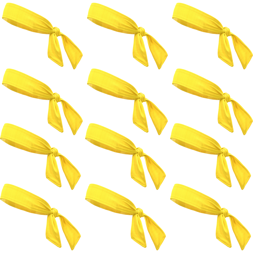 Yellow Tie Headbands - 12 Pack