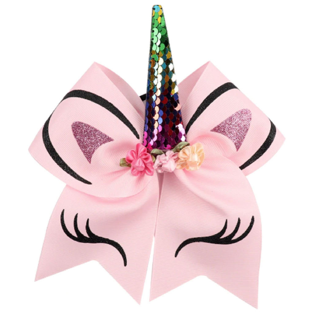 Pink Unicorn Cheer Bow