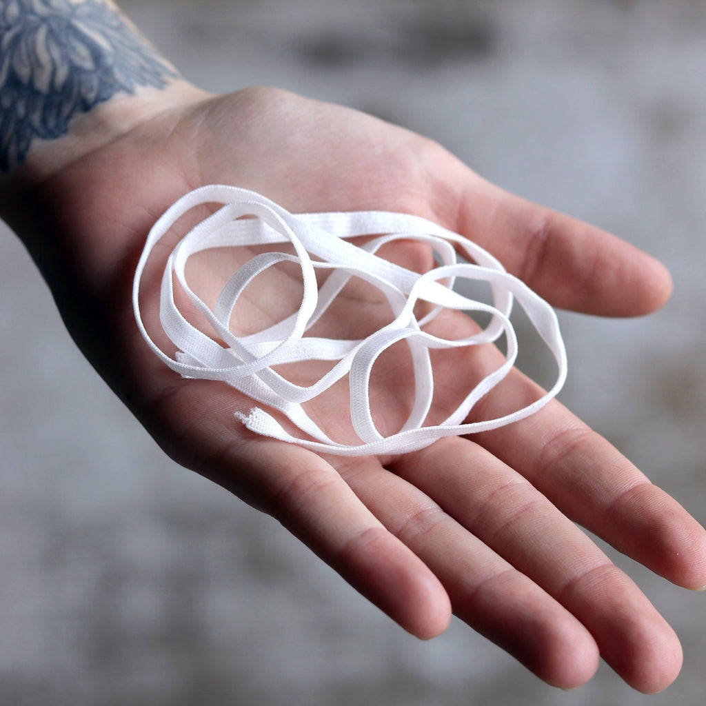 White Flat Elastic - 1 Yard