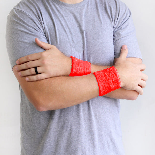 Red Wrist Sweatbands - 6 Pack