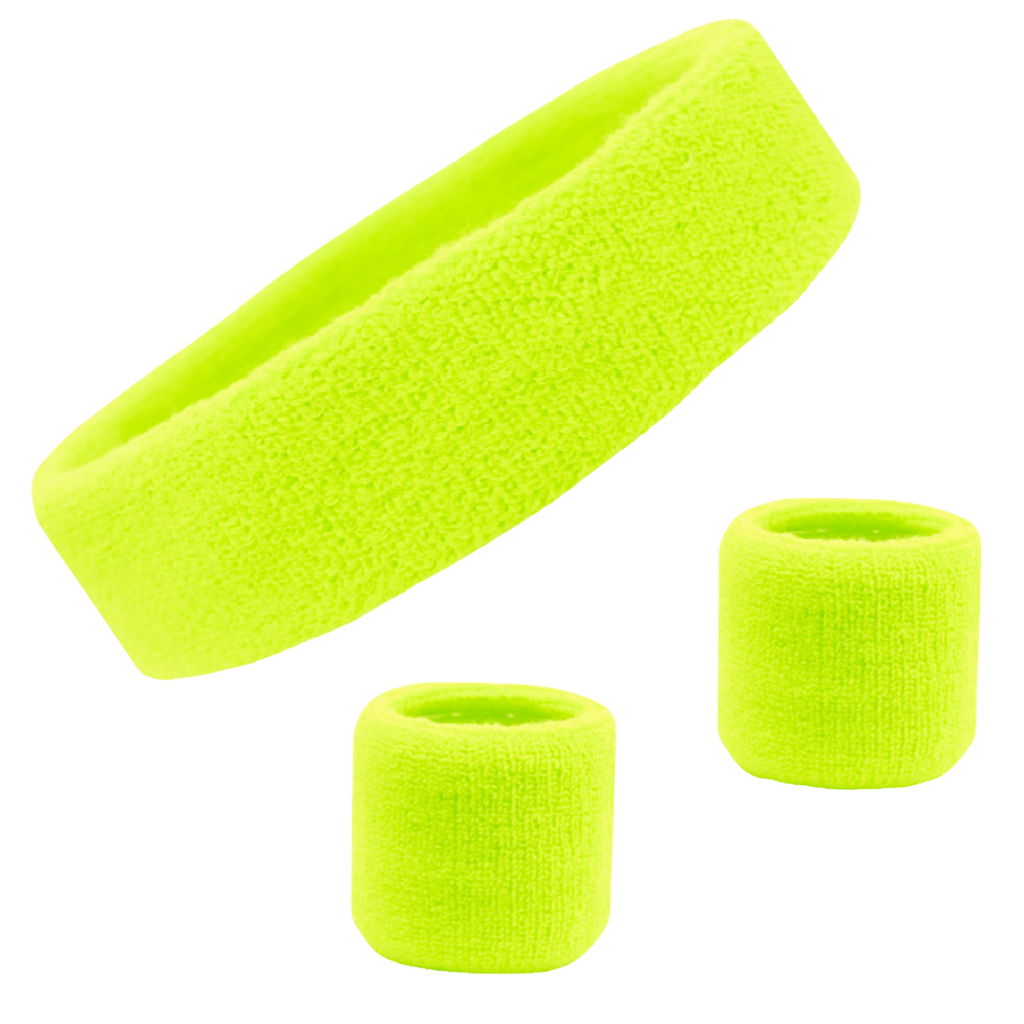 Neon Yellow Sweatband Set