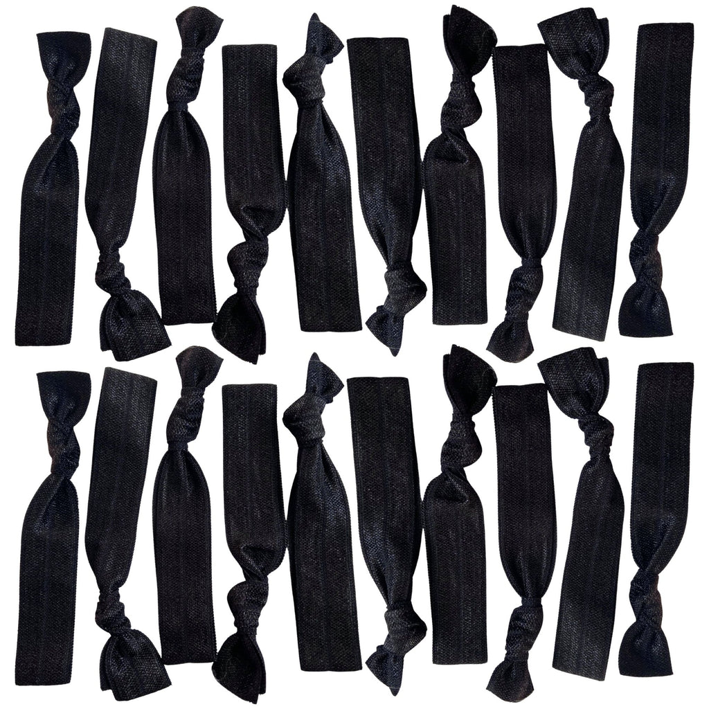 Black Ribbon Hair Ties - 20 Pack