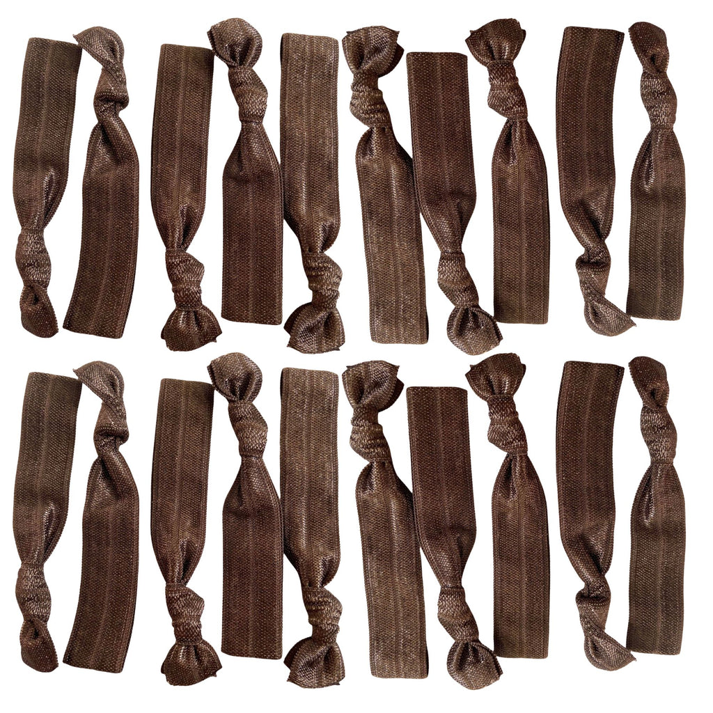 Brown Ribbon Hair Ties - 20 Pack