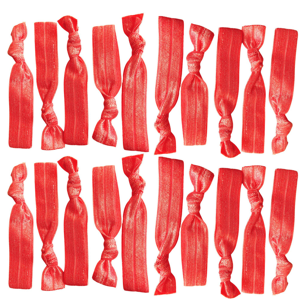 Coral Ribbon Hair Ties - 20 Pack