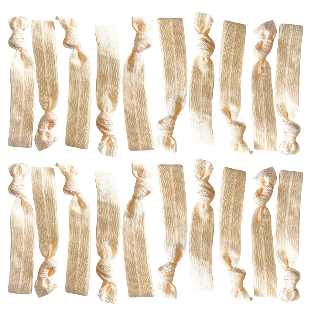 Cream Ribbon Hair Ties - 20 Pack