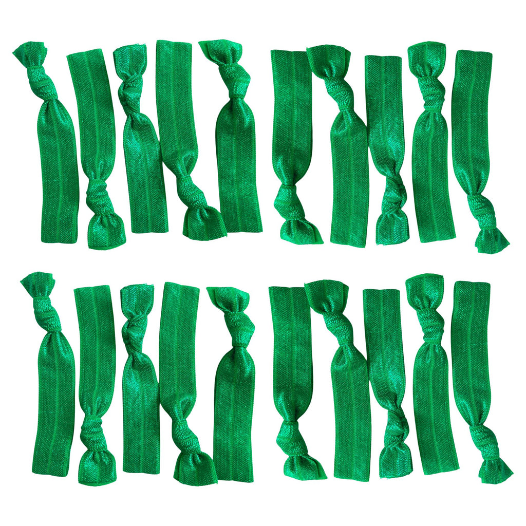 Green Ribbon Hair Ties - 20 Pack