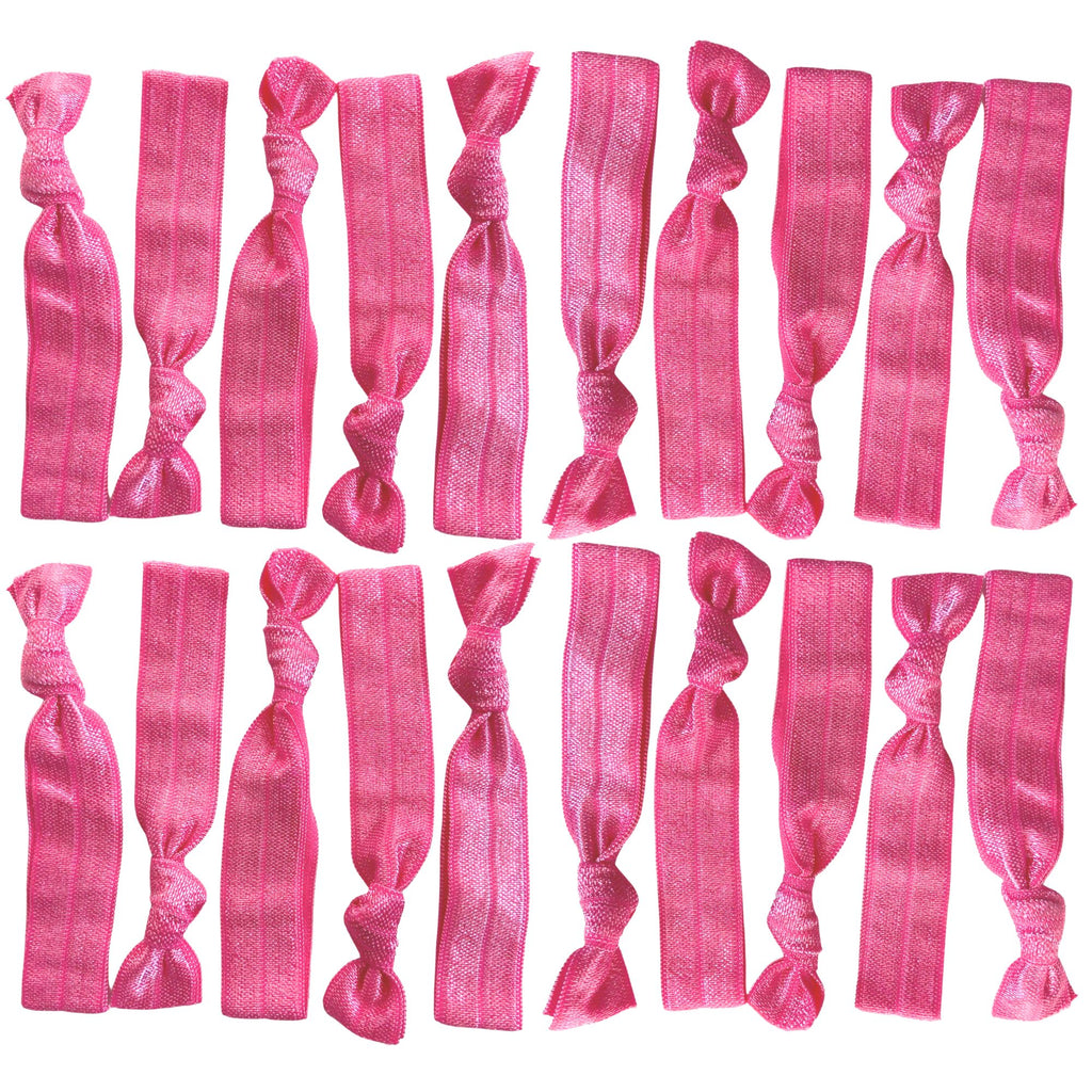 Hot Pink Ribbon Hair Ties - 20 Pack