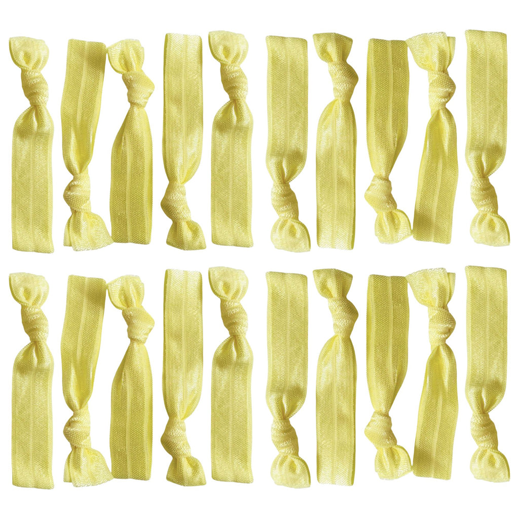 Light Yellow Ribbon Hair Ties - 20 Pack