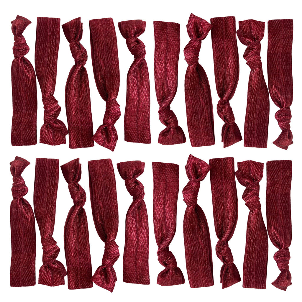 Maroon Ribbon Hair Ties - 20 Pack