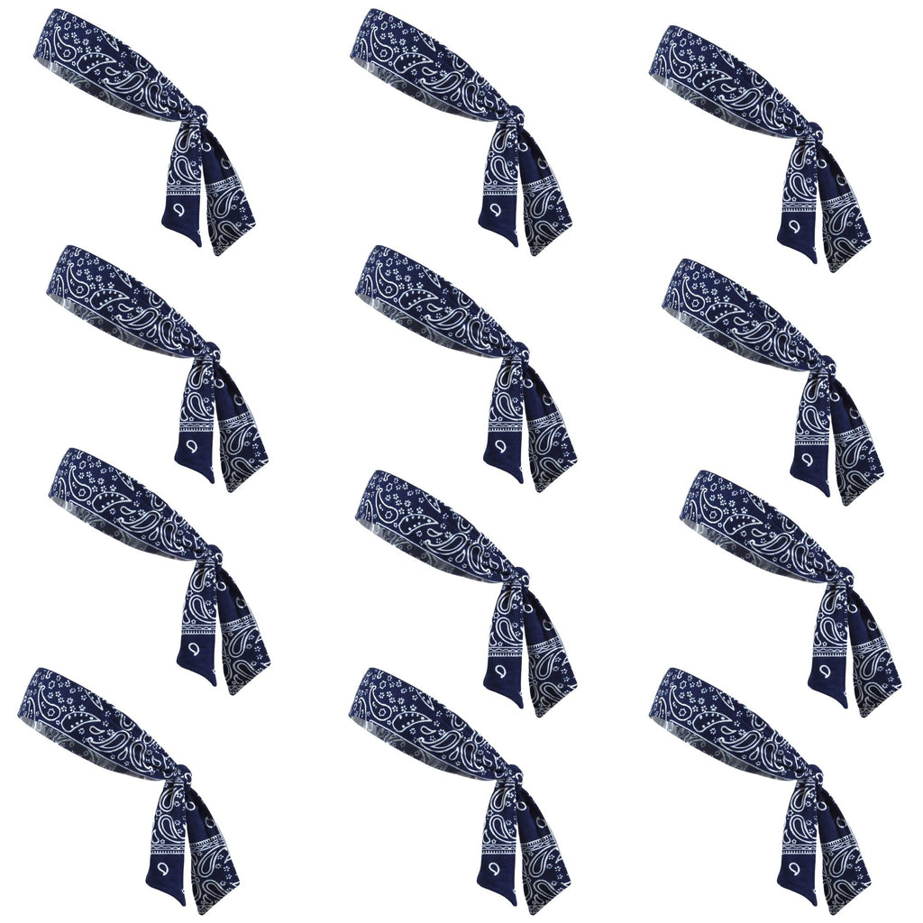 Navy Bandana Tie Headbands - 12 Pack
