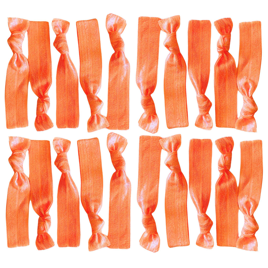 Neon Orange Ribbon Hair Ties - 20 Pack