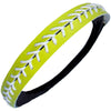 Neon Yellow White Leather Softball Headband