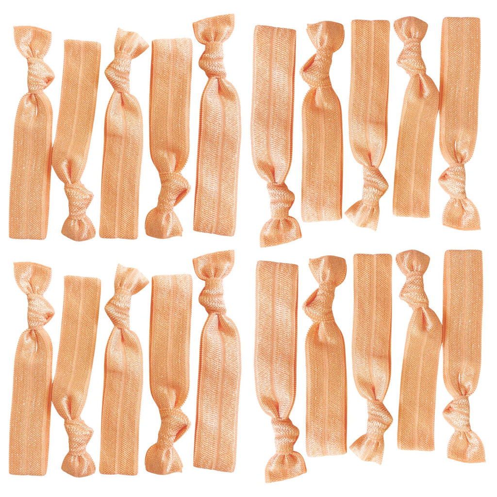 Peach Ribbon Hair Ties - 20 Pack