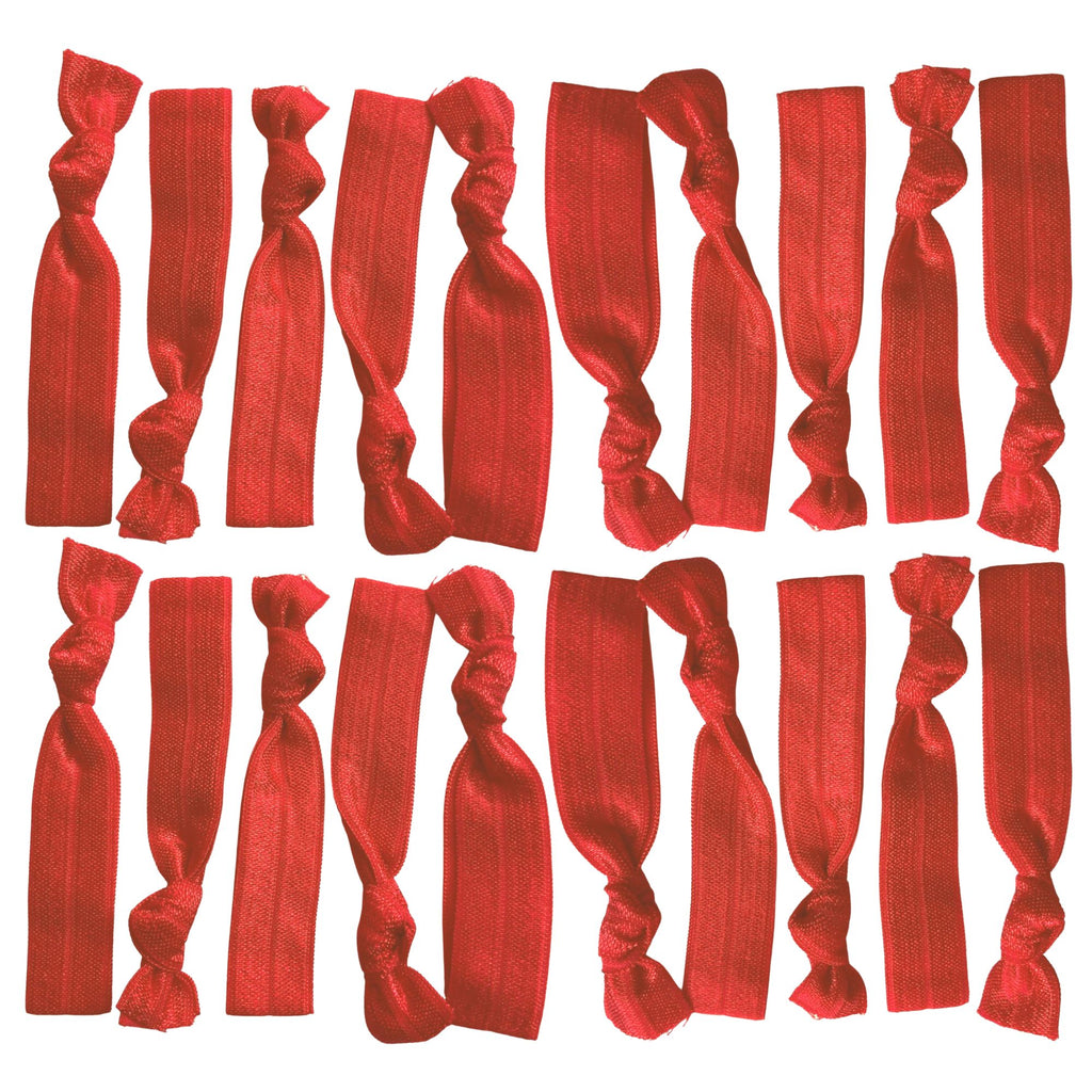 Red Ribbon Hair Ties - 20 Pack