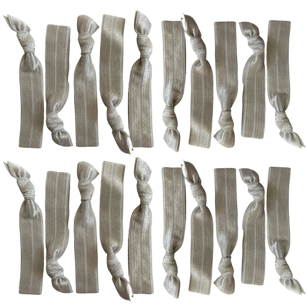 Silver Ribbon Hair Ties - 20 Pack