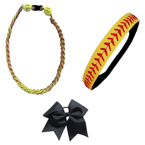 Softball Headband Set Headband Titanium Necklace Bow