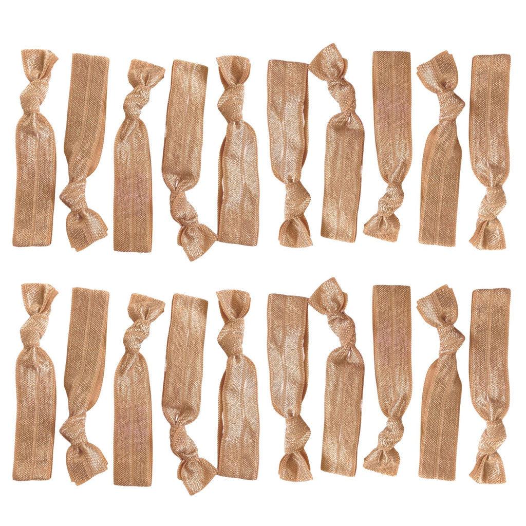 Tan Ribbon Hair Ties - 20 Pack