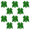 Green Clip Hair Bows - 10 Pack