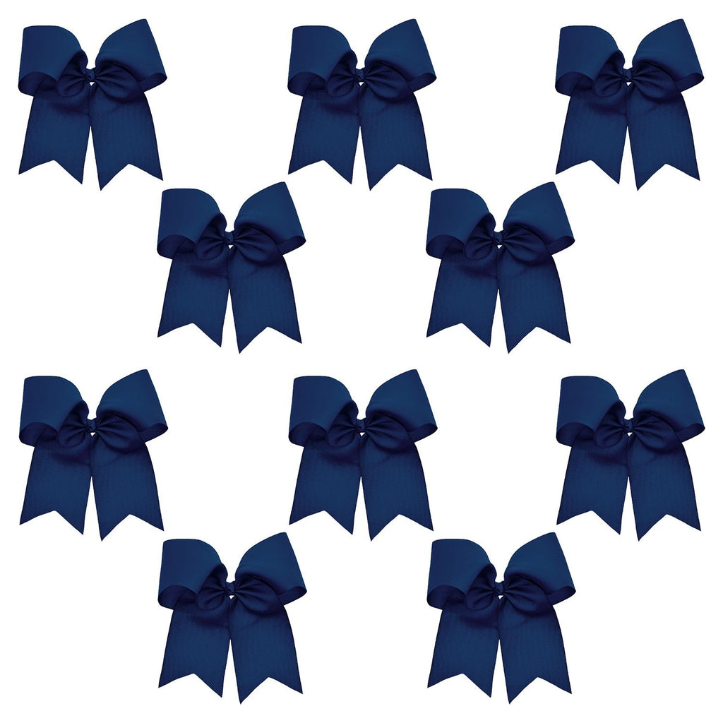 Navy Clip Hair Bows - 10 Pack