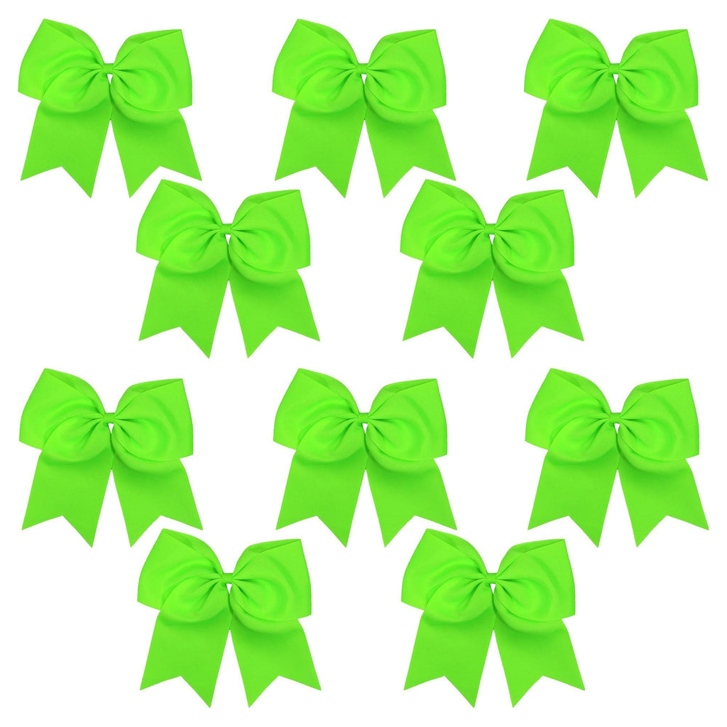Neon Green Cheer Bows - 10 Pack