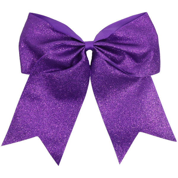 Purple Glitter Cheer Bow for Girls Large Hair Bows with Ponytail Holde