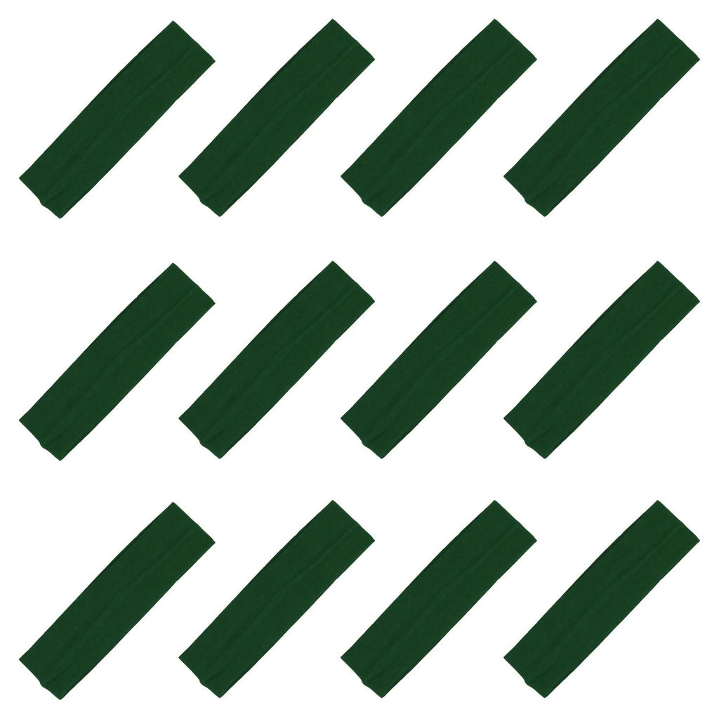 Forest Green Cotton Headbands - 12 Pack