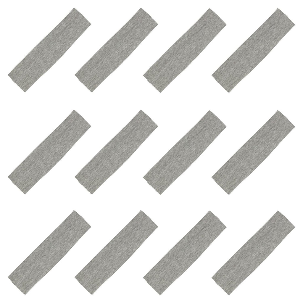 Gray Cotton Headbands - 12 Pack