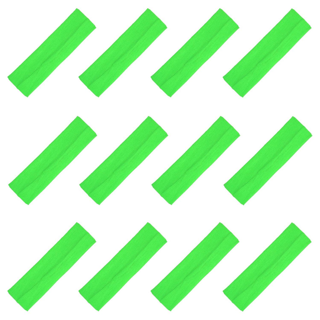 Neon Green Cotton Headbands - 12 Pack