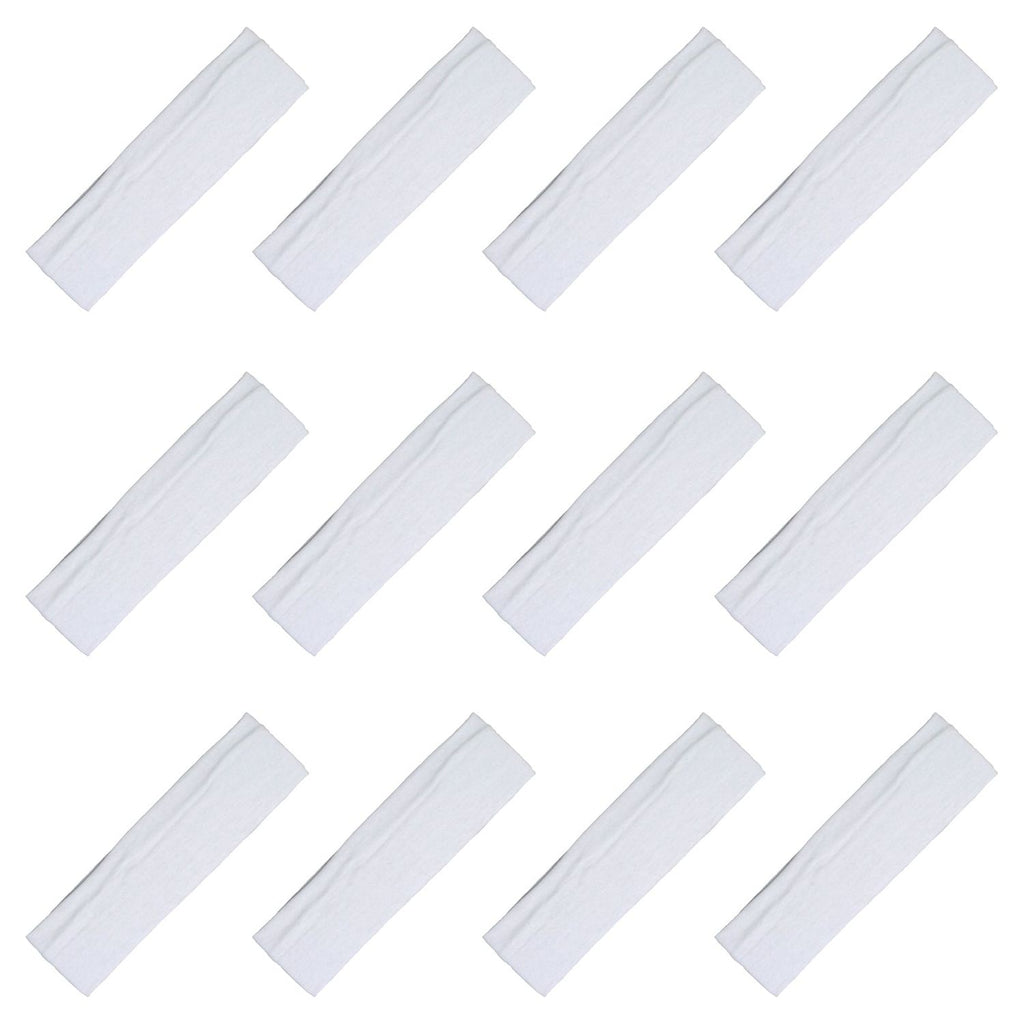 White Cotton Headbands - 12 Pack