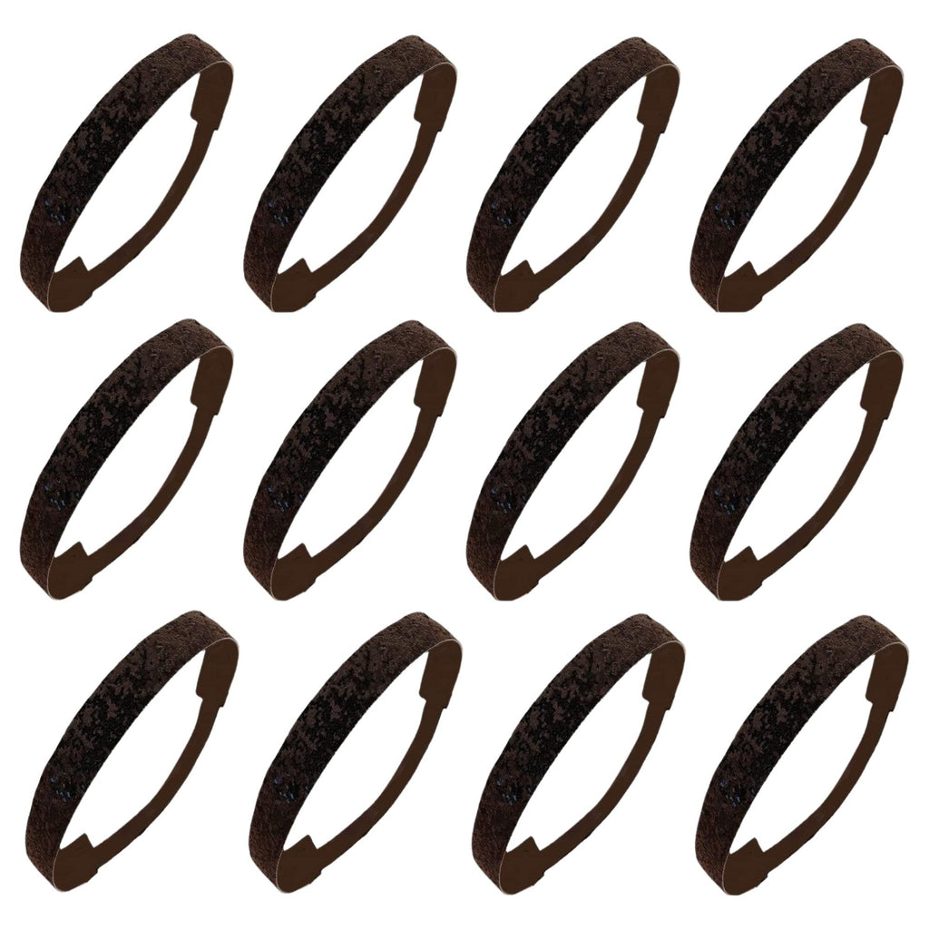 Black Glitter Headbands - 12 Pack
