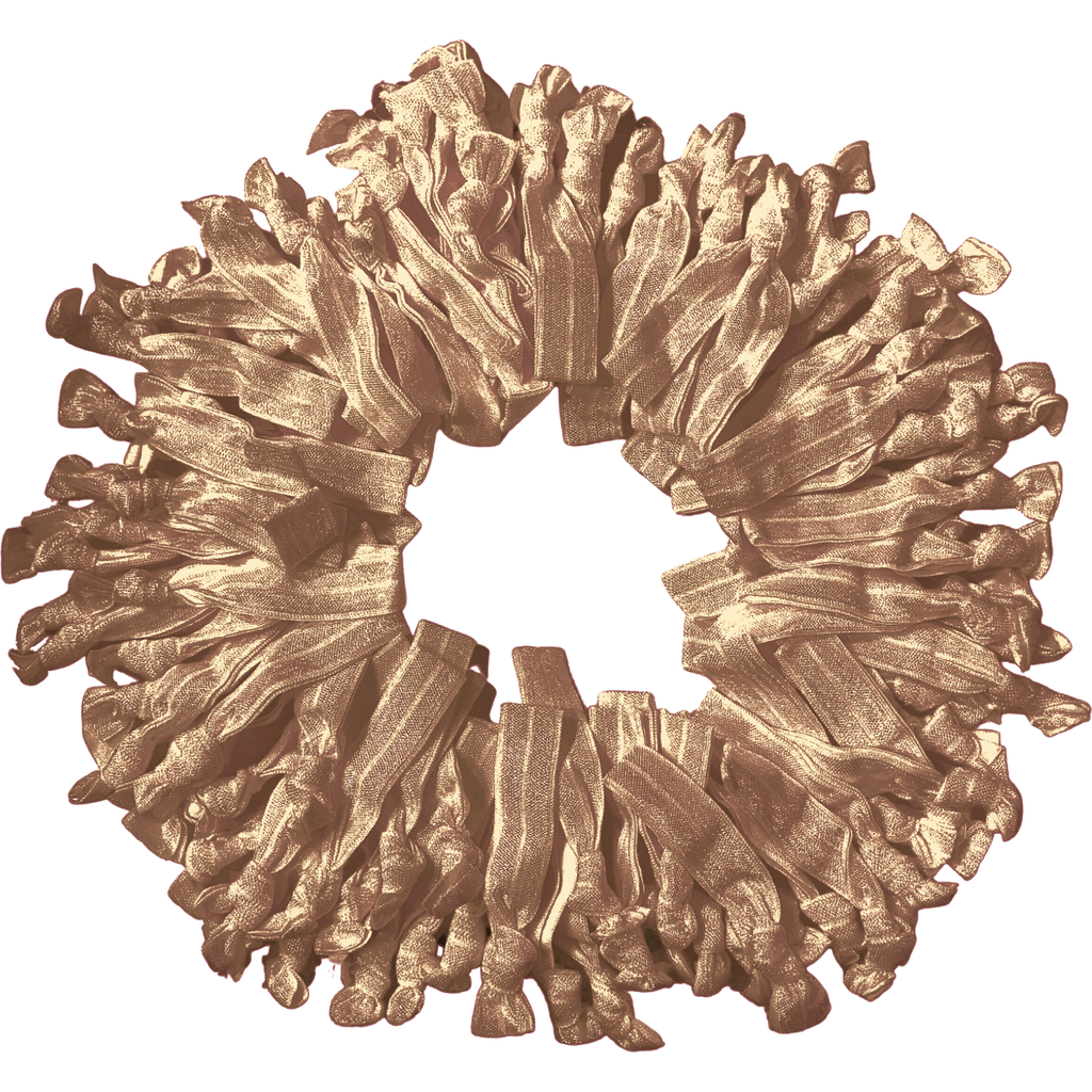 Tan Ribbon Hair Ties - 100 Pack