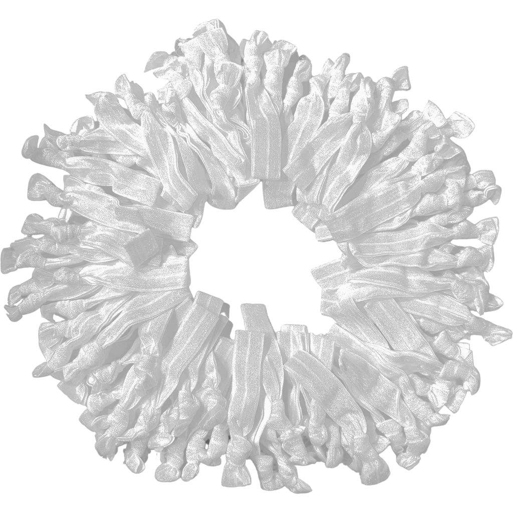 White Ribbon Hair Ties - 100 Pack