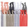Silver Peach Ribbon Hair Ties - 20 Pack