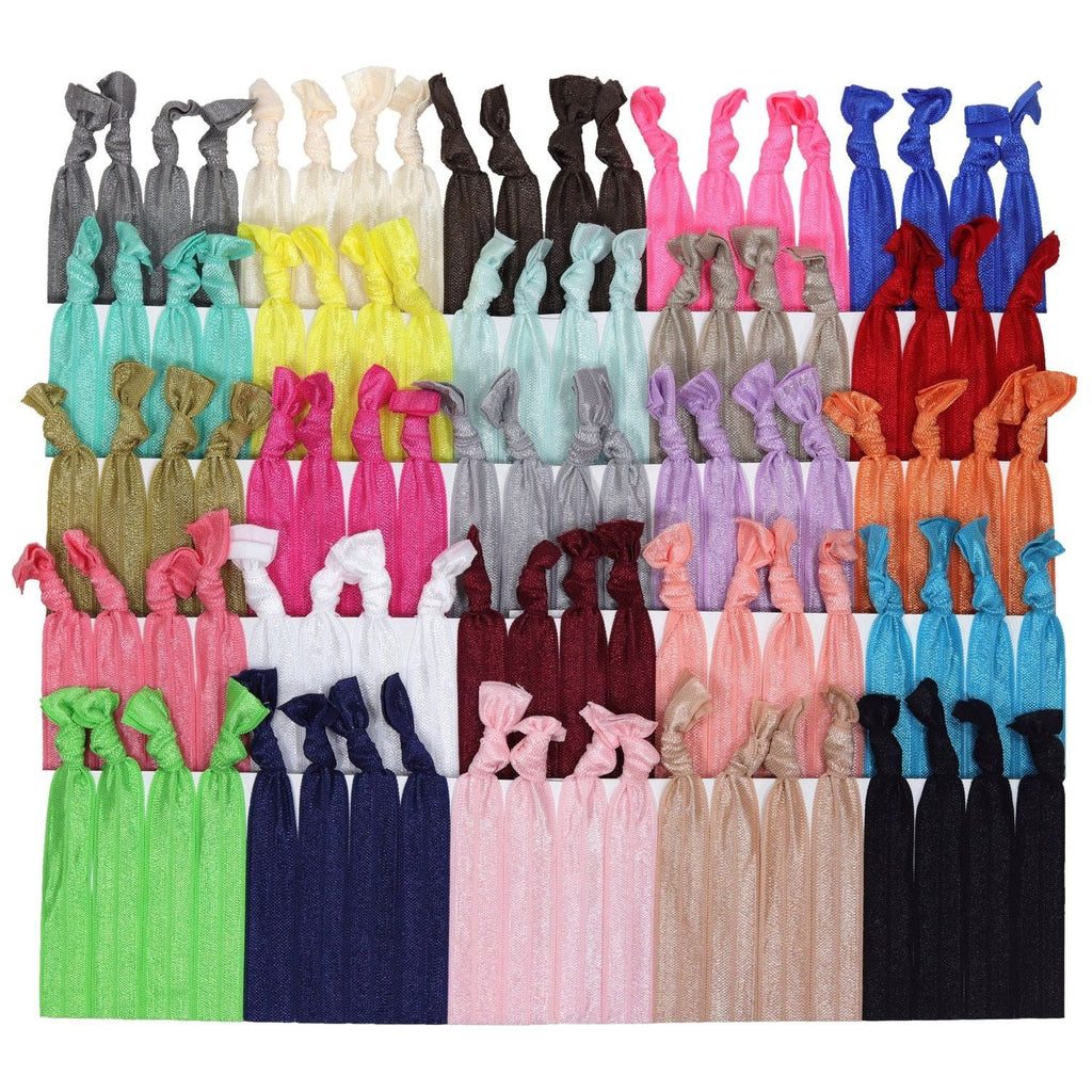 Hair Ties 100 Elastic Solids Ponytail Holders Ribbon Knotted Bands