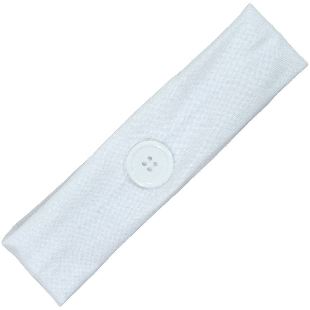 White Button Headband for Mask