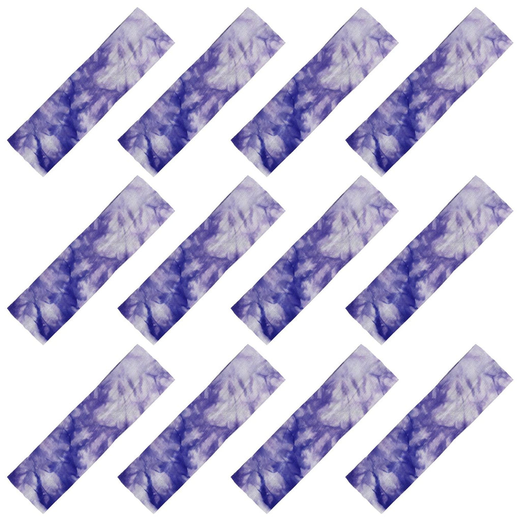 Tie-Dye Purple Cotton Headbands - 12 Pack