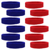 Blue and Red Head Sweatbands - 12 Pack