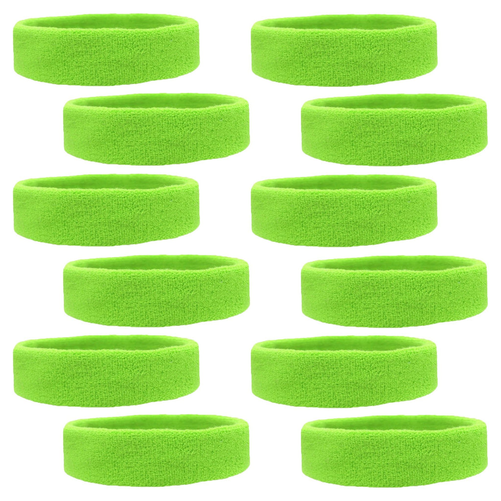 Neon Green Head Sweatbands - 12 Pack