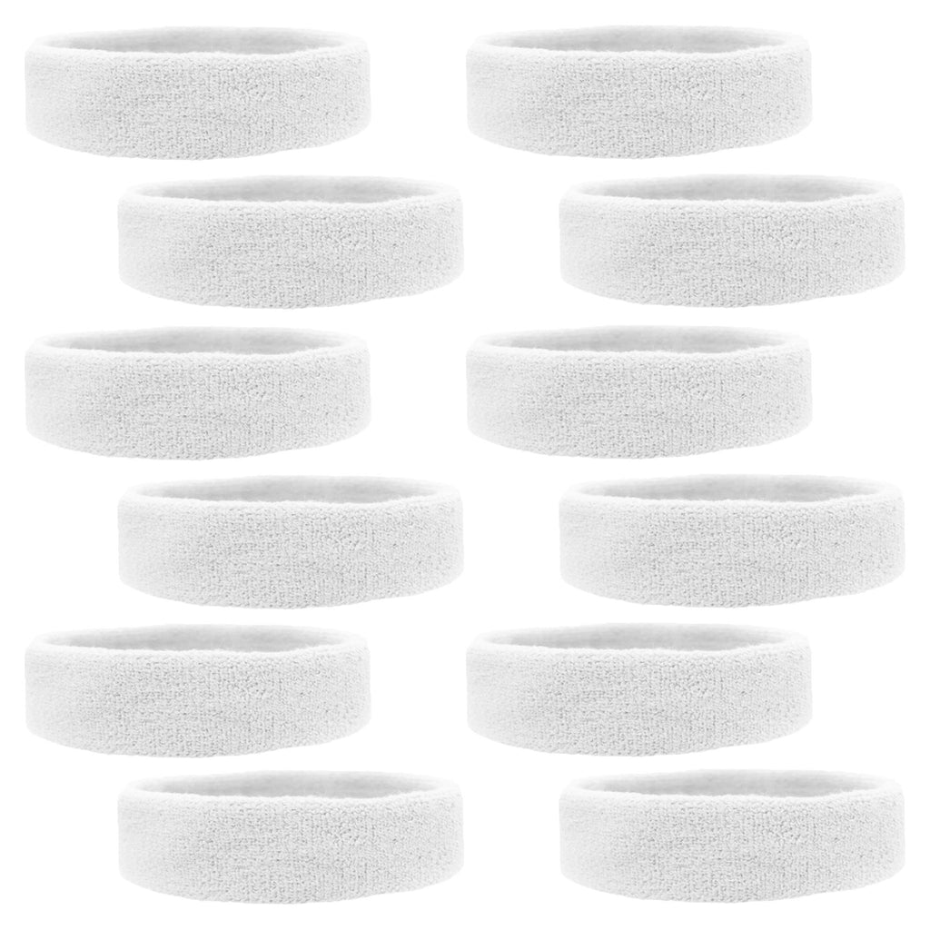 White Head Sweatbands - 12 Pack
