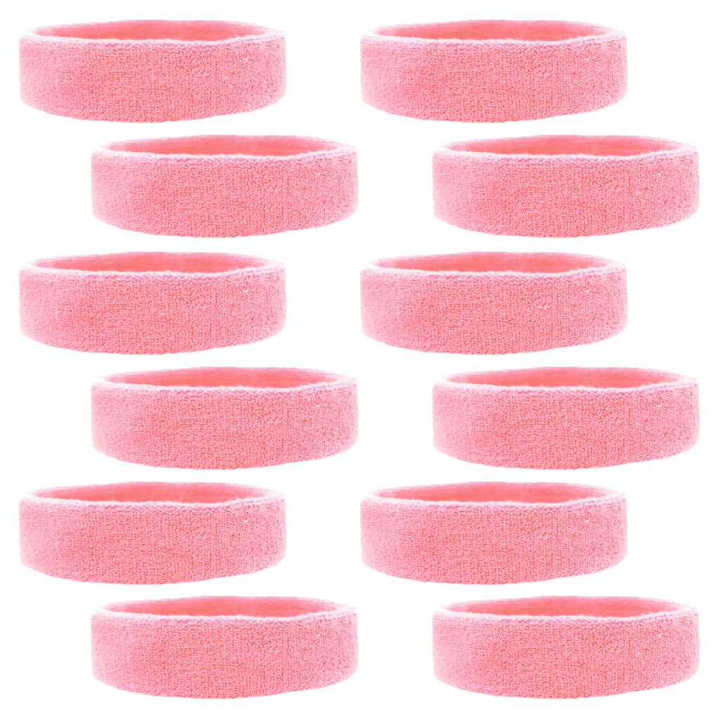 Light Pink Head Sweatbands - 12 Pack